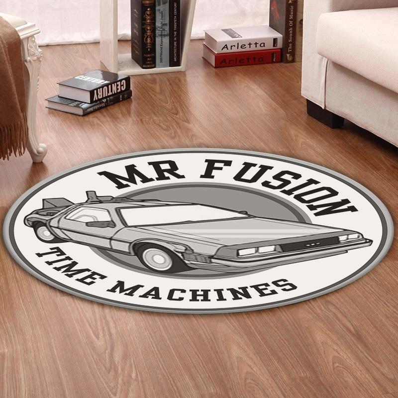 Btf Living Room Round Mat Circle Rug Back to the Future Delorean
