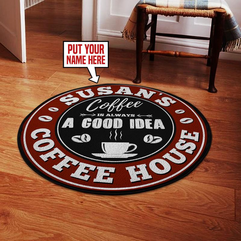 Personalized Coffee House Living Room Round Mat Circle Rug 06044