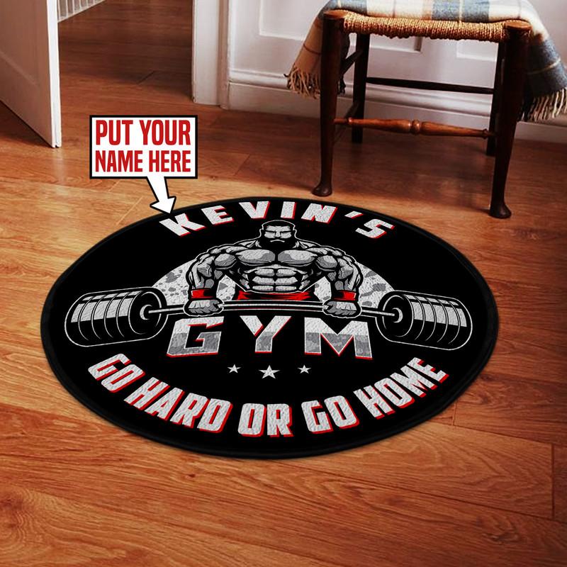 Personalized Gym | Go Hard or Go Home Living Room Round Mat