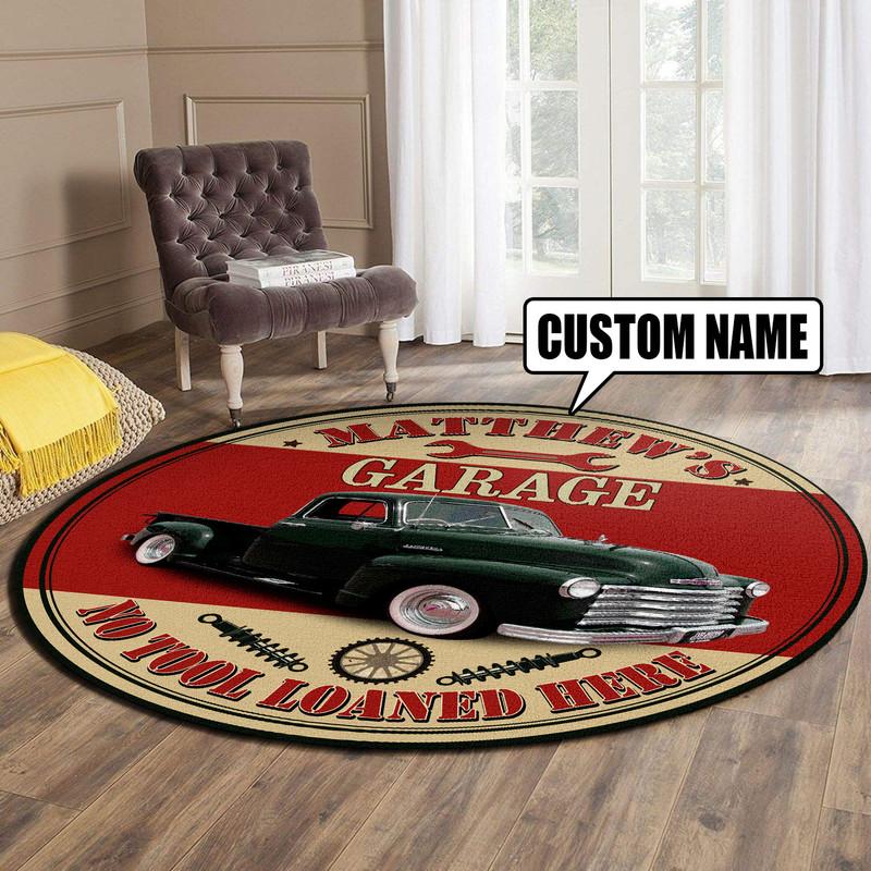 Personalized Garage Living Room Round Mat Circle Rug 07006