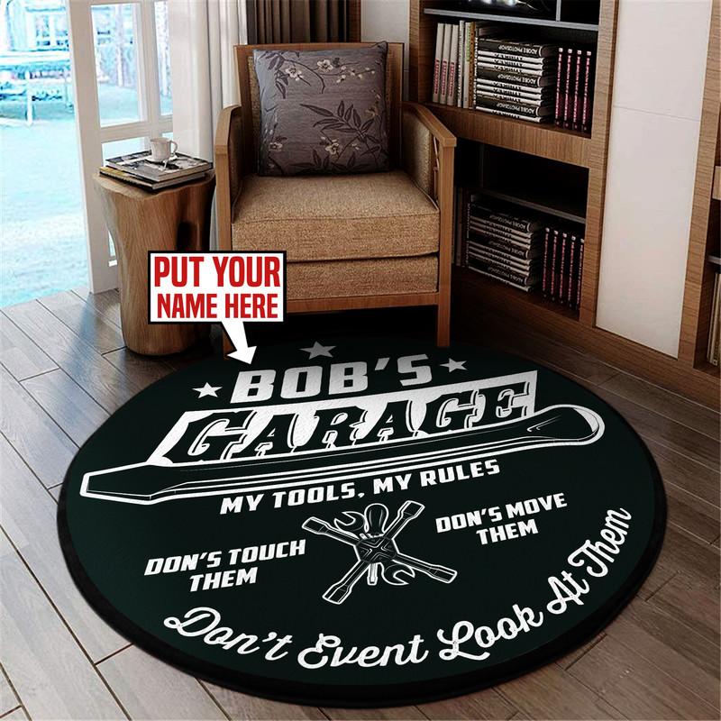Personalized Garage Living Room Round Mat Circle Rug 06266