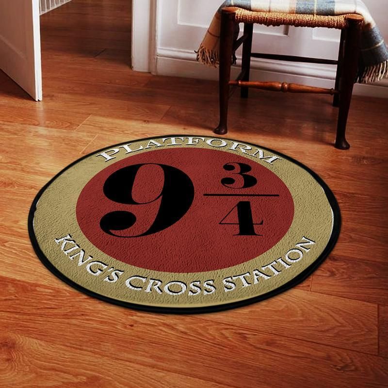 9 3/4 Kings Cross Station Train Living Room Round Mat Circle Rug