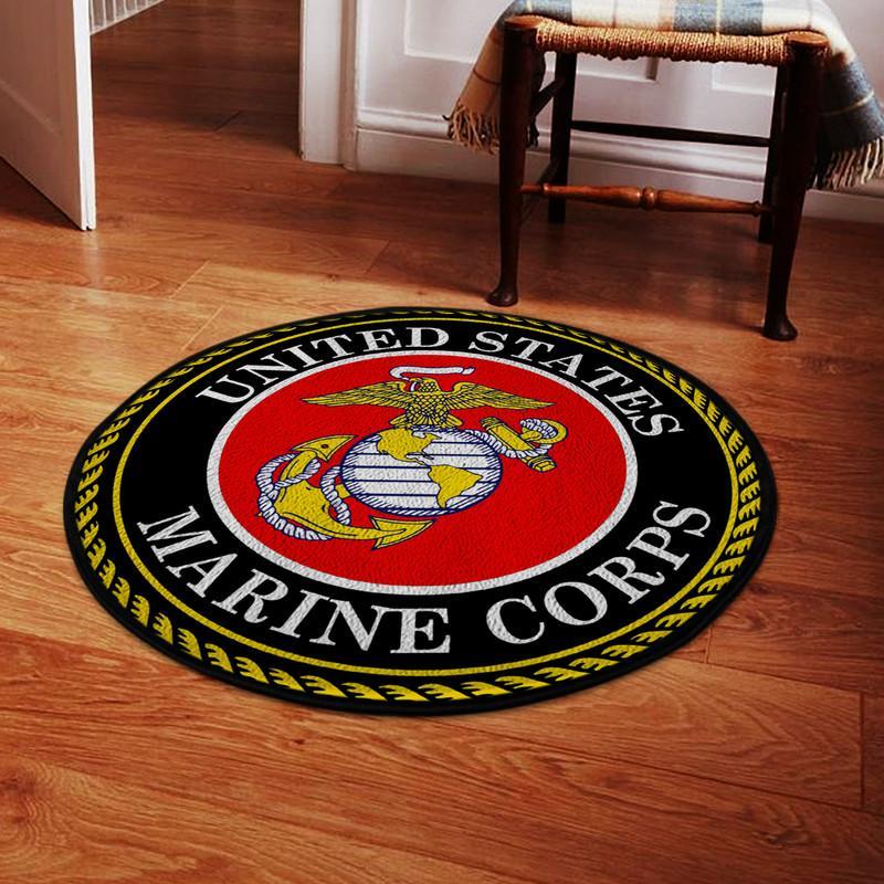 Usmc United State Marine Corps Living Room Round Mat Circle Rug