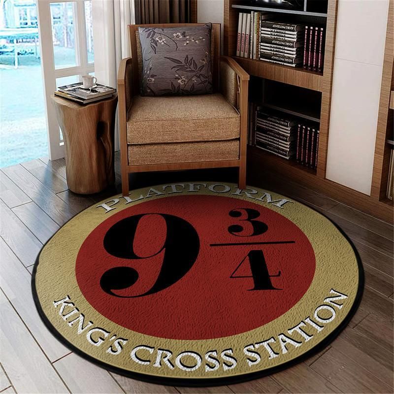 9 3/4 Kings Cross Station Train Living Room Round Mat Circle Rug
