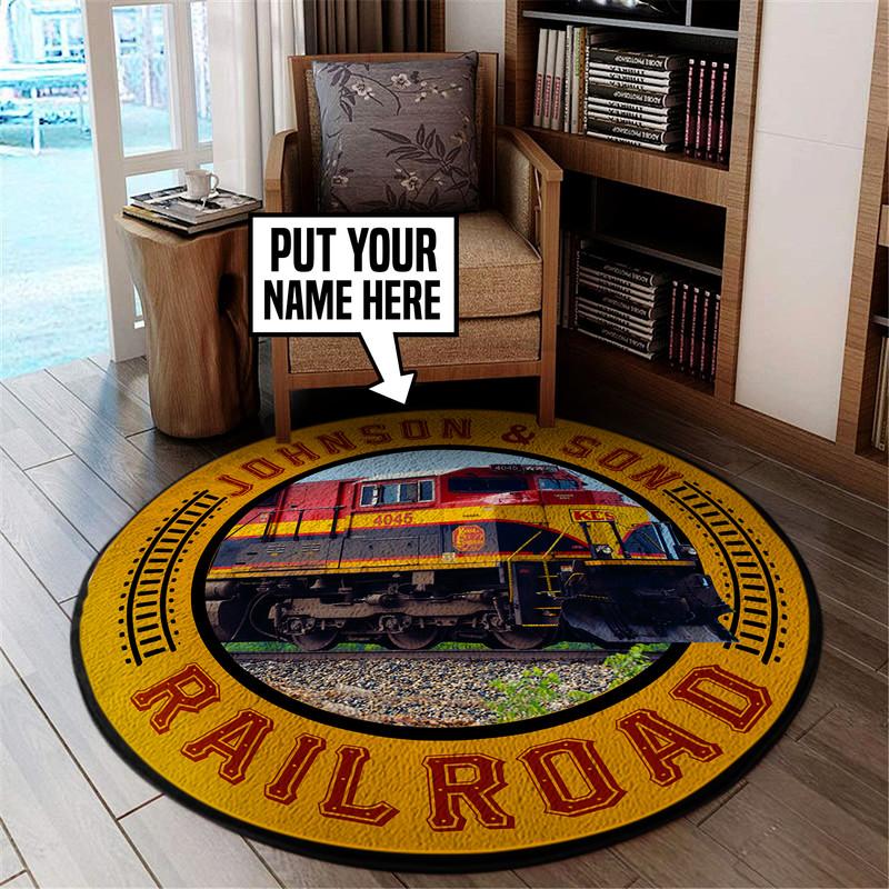 Personalized Kcs Kansas City Southern Railroad Living Room Round