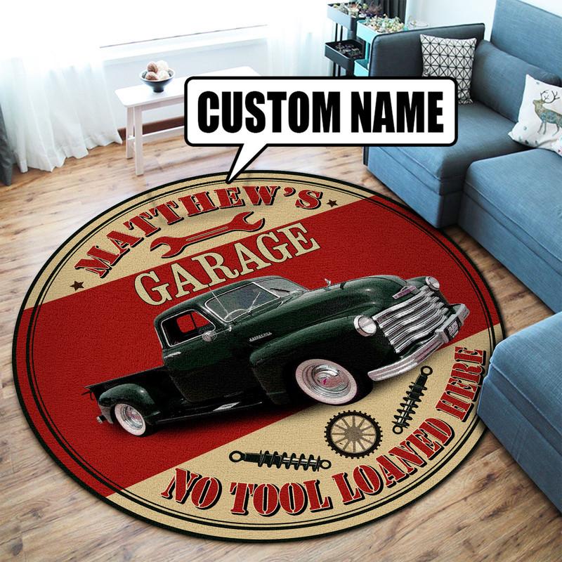 Personalized Garage Living Room Round Mat Circle Rug 07006