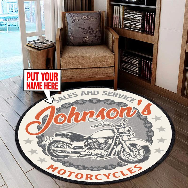 Personalized Motorcycles Living Room Round Mat Circle Rug 06745