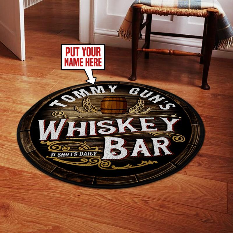 Personalized Whiskey Bar Living Room Round Mat Circle Rug 05958