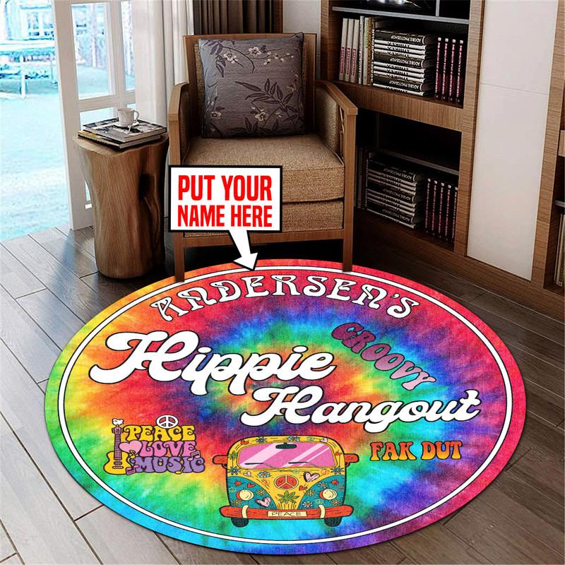 Personalized Hippie Hangout Living Room Round Mat Circle Rug