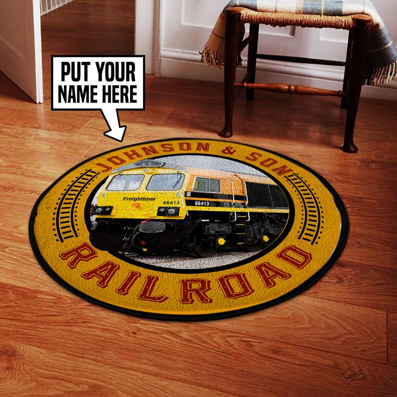 Personalized Freightliner Railway Uk Living Room Round Mat