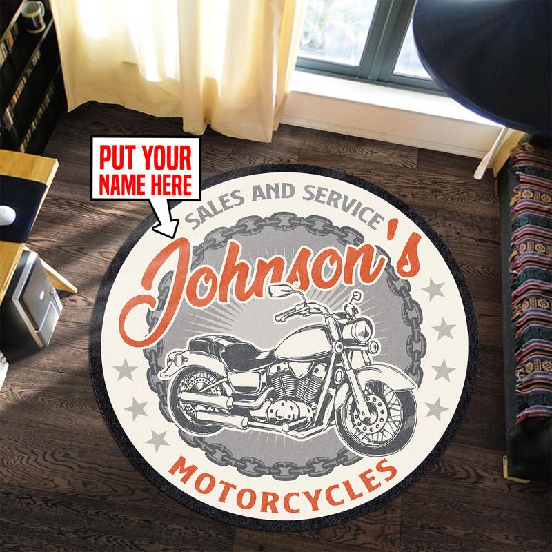 Personalized Motorcycles Living Room Round Mat Circle Rug 06745