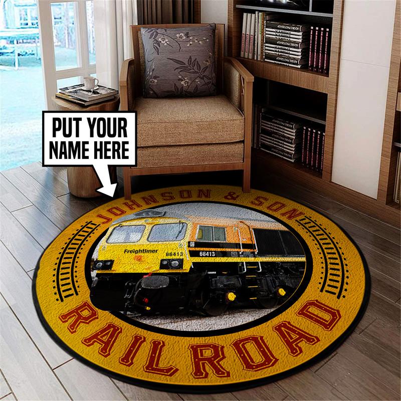 Personalized Freightliner Railway Uk Living Room Round Mat