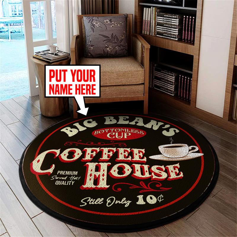 Personalized Coffee House Living Room Round Mat Circle Rug 05961