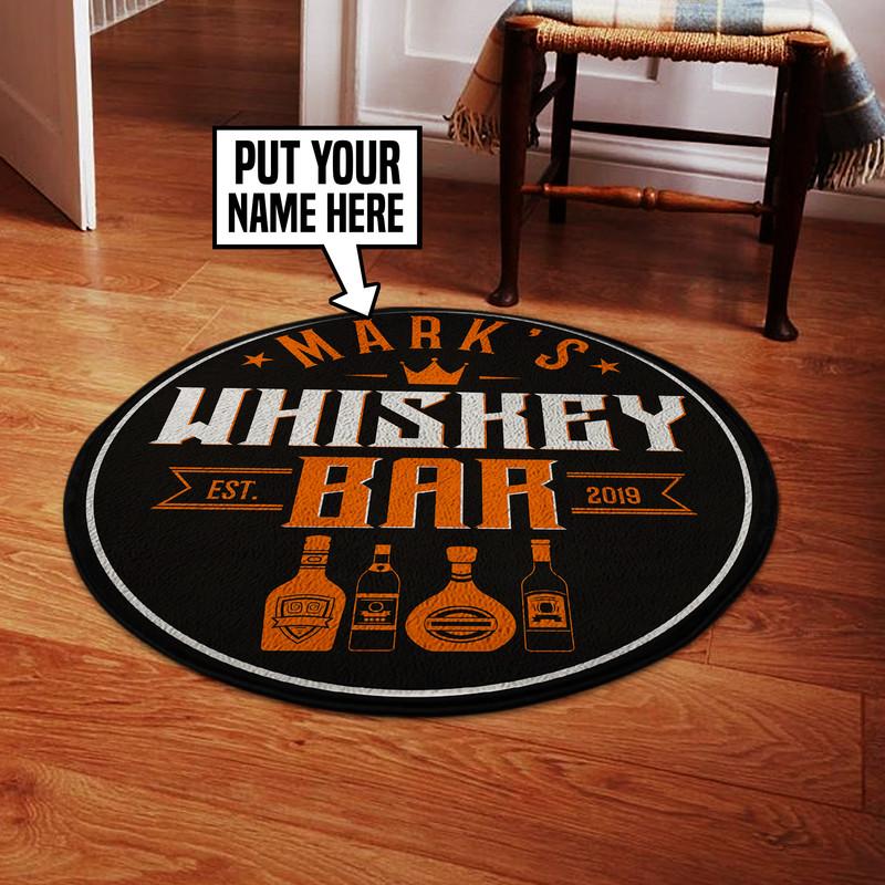 Personalized Whiskey Bar Living Room Round Mat Circle Rug 05446