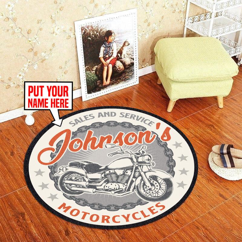 Personalized Motorcycles Living Room Round Mat Circle Rug 06745