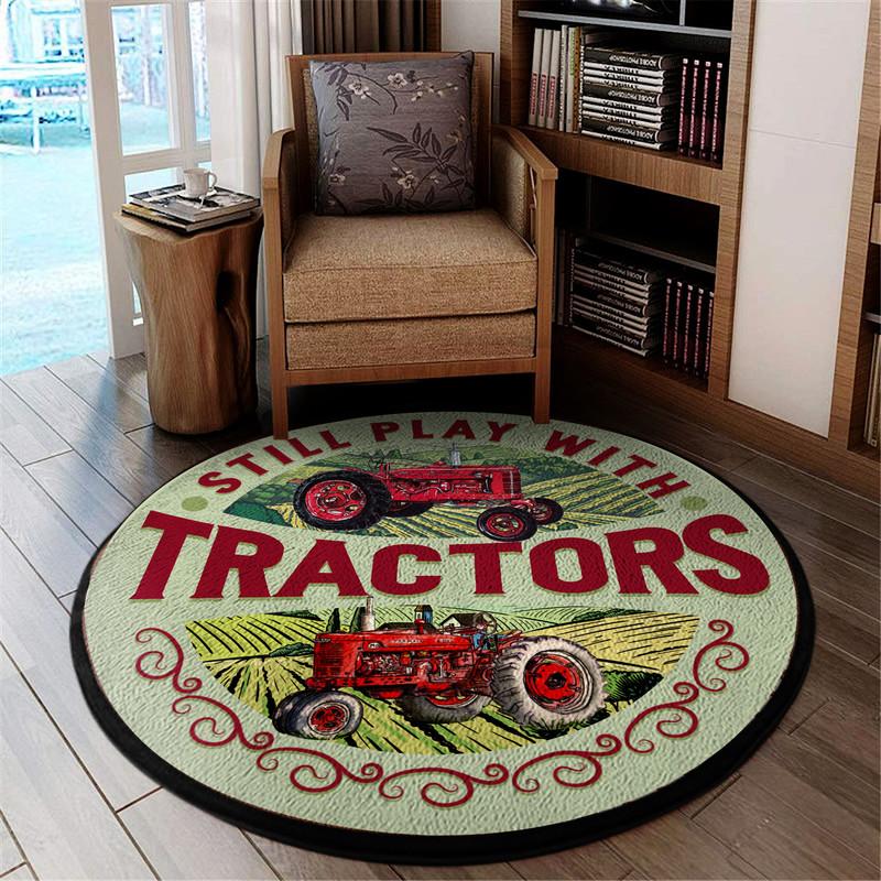 Still Play With Tractors Case Ih Living Room Round Mat Circle