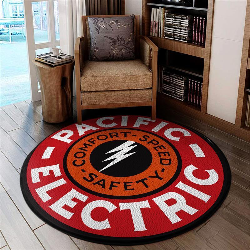 Perr Living Room Round Mat Circle Rug Pacific Electric Railroad