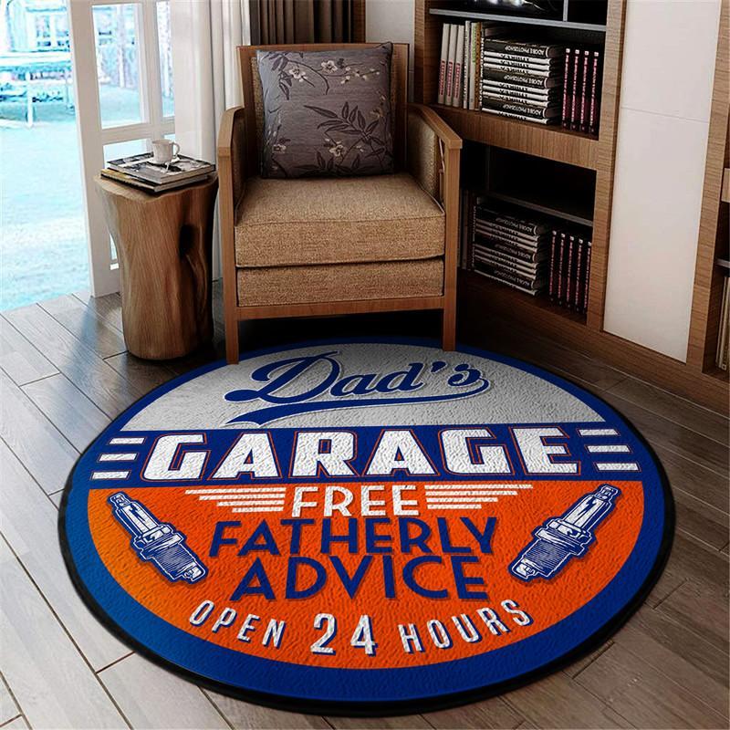 Dads Garage Fatherly Advice Living Room Round Mat Circle Rug