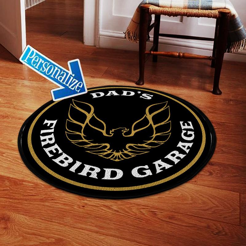 Personalize Dad's Firebird Garage Living Room Round Mat Circle