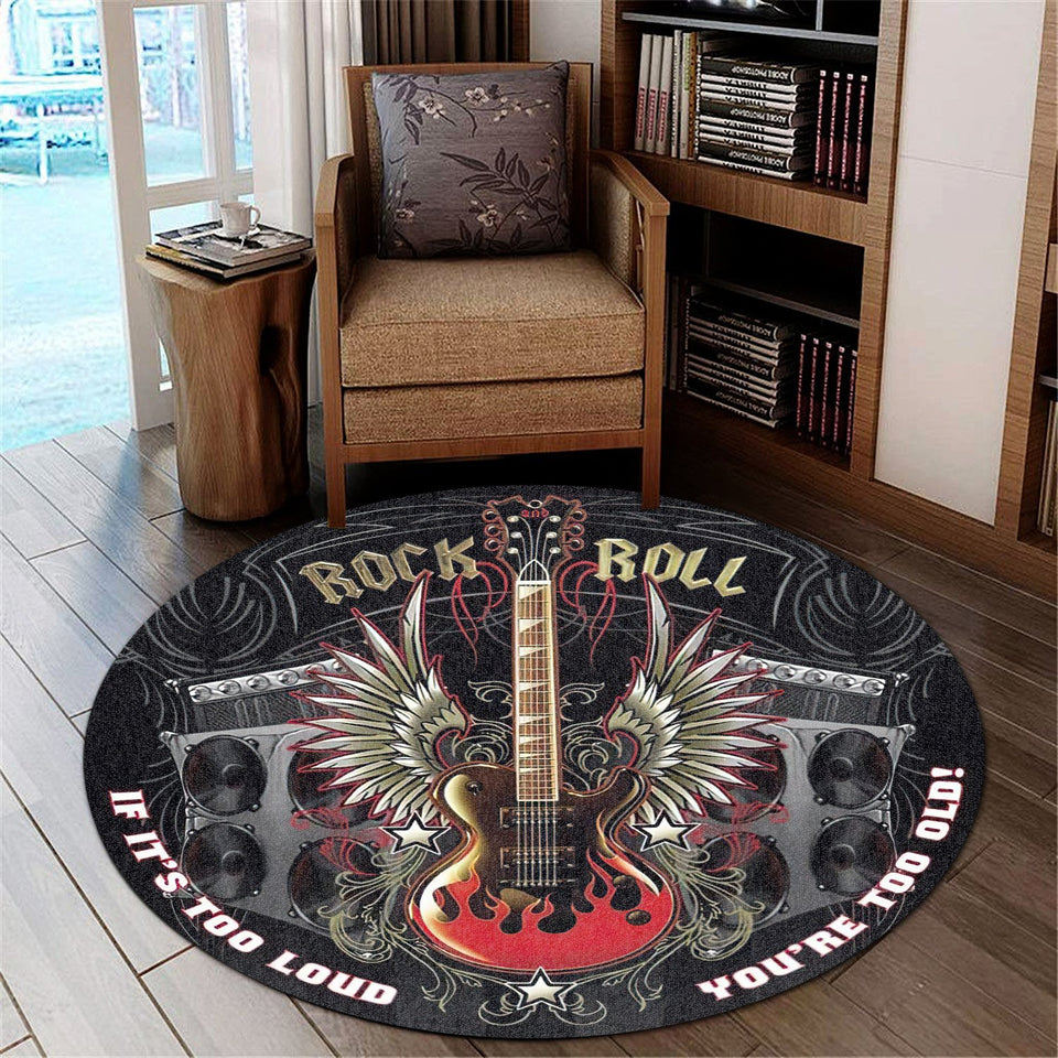 Rock and Roll Living Room Round Mat Circle Rug 06624