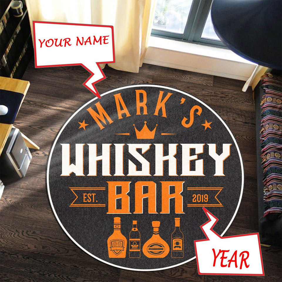 Personalized Whiskey Bar Living Room Round Mat Circle Rug 05446
