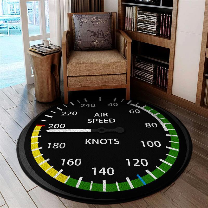 Aircraft Living Room Round Mat Circle Rug Airspeed Aviation