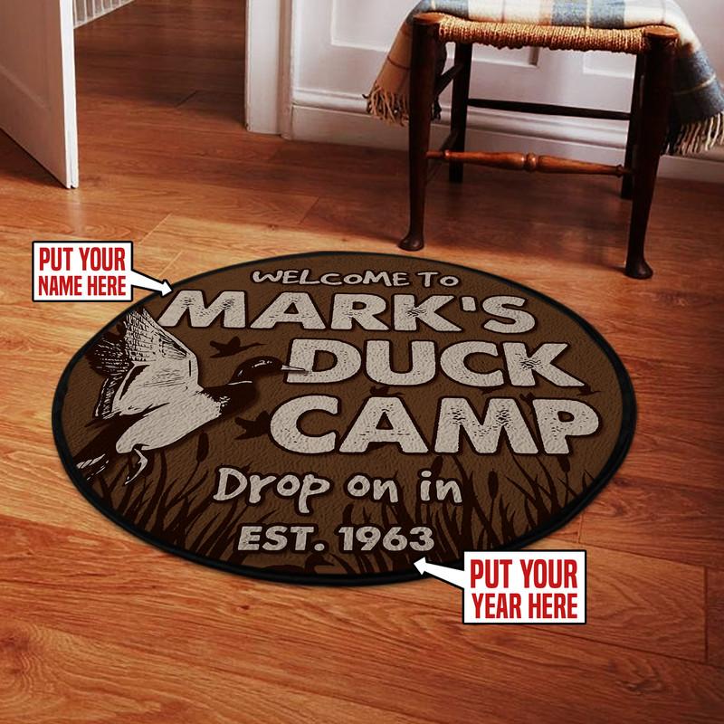Personalized Welcome to Duck Camp Living Room Round Mat Circle