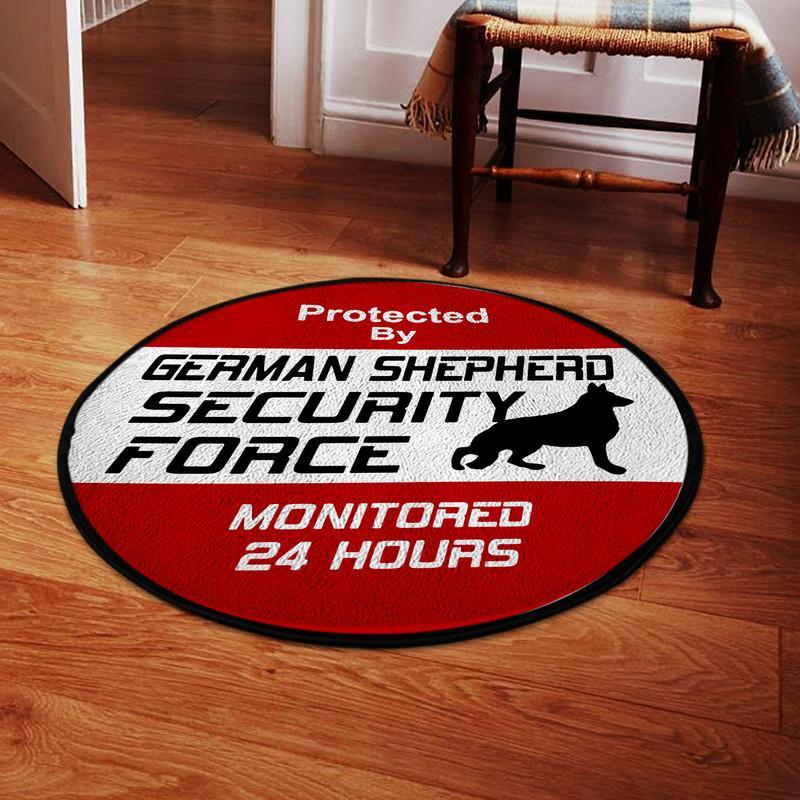 Protected by German Shepherd Security Force Living Room Round