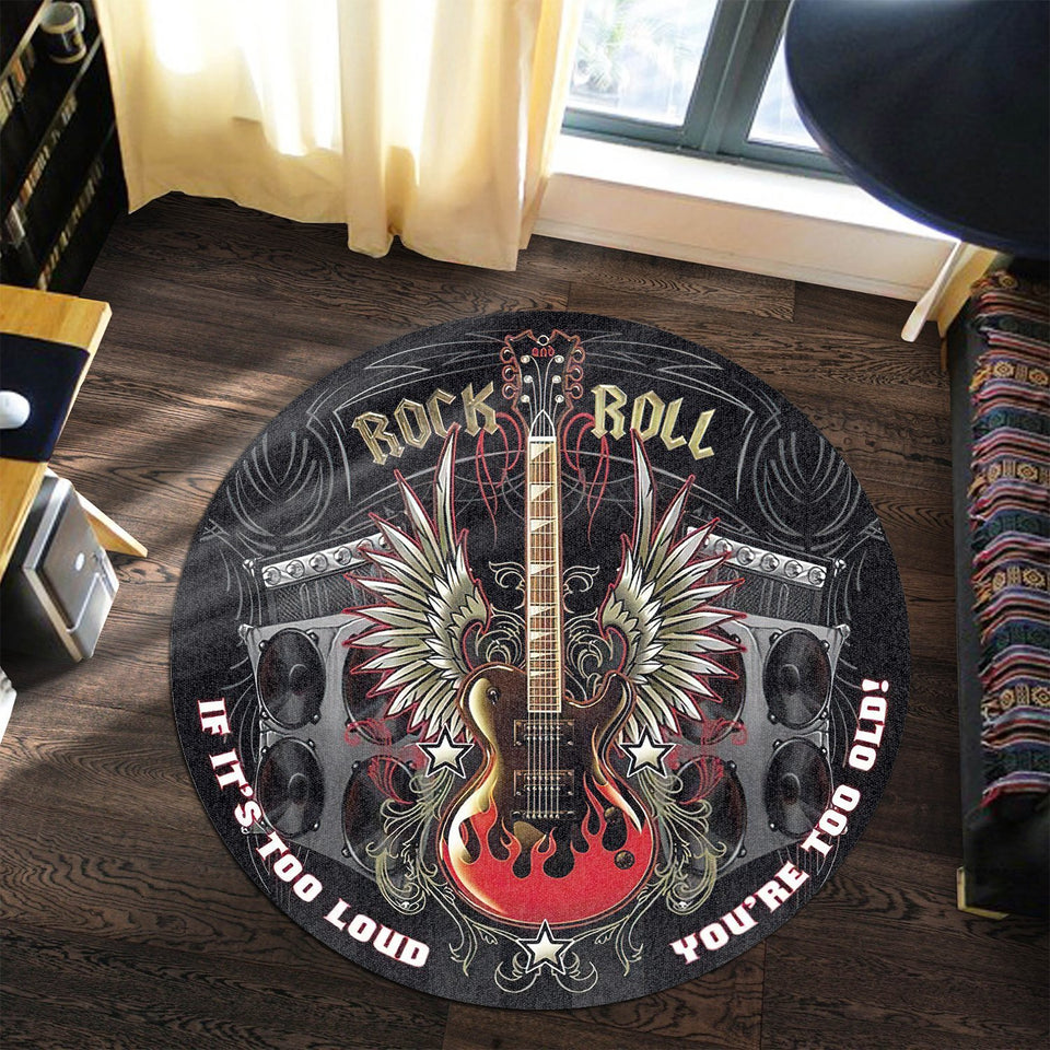 Rock and Roll Living Room Round Mat Circle Rug 06624
