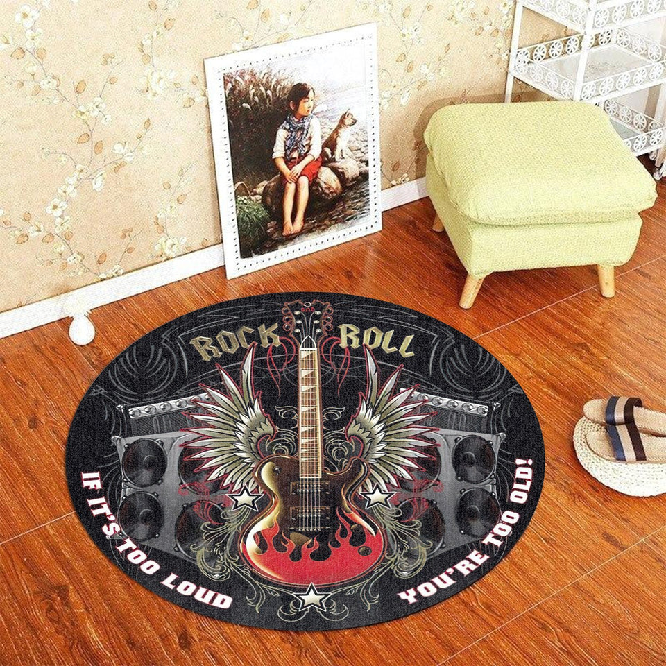 Rock and Roll Living Room Round Mat Circle Rug 06624