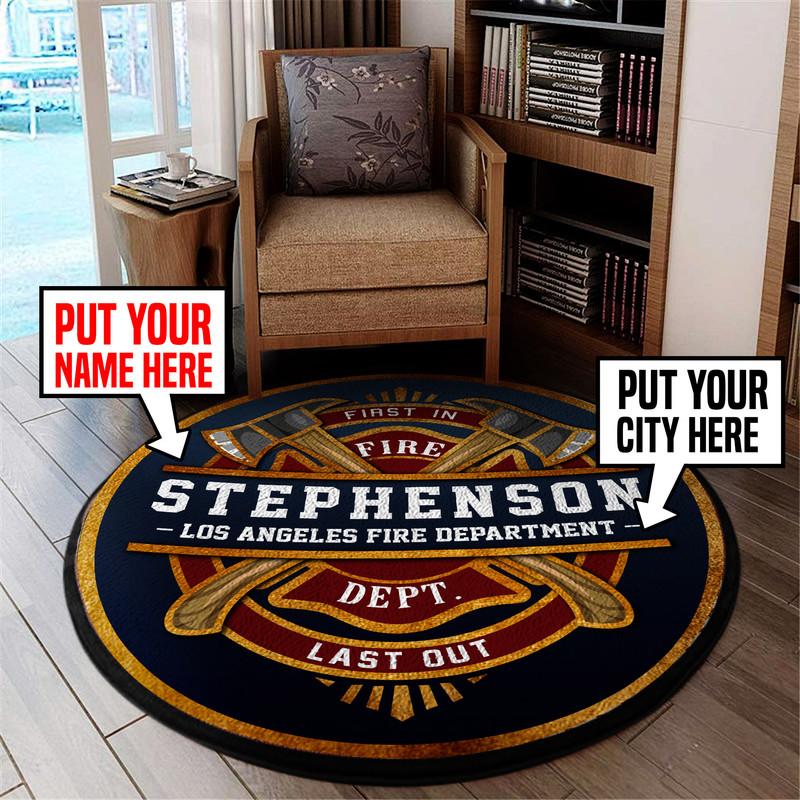 Personalized Firefighter Brotherhood Living Room Round Mat