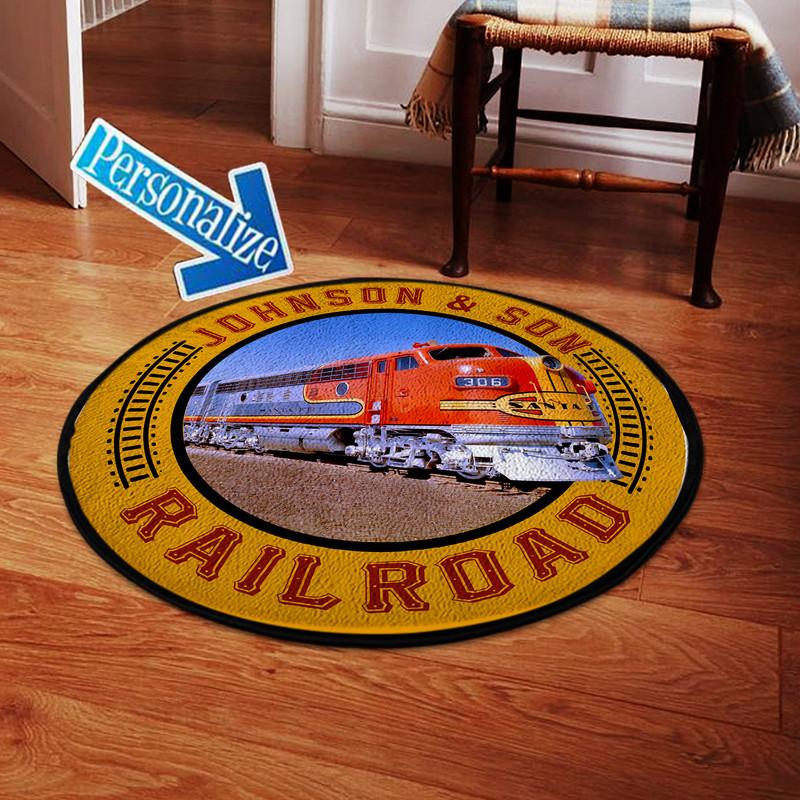 Personalize Santa Fe Railway Living Room Round Mat Circle Rug