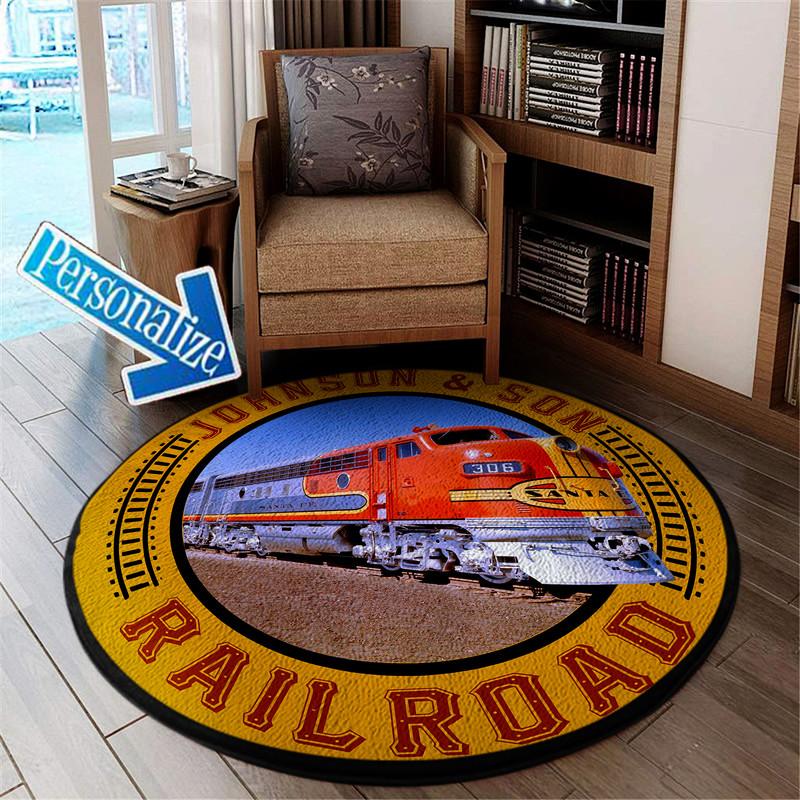 Personalize Santa Fe Railway Living Room Round Mat Circle Rug