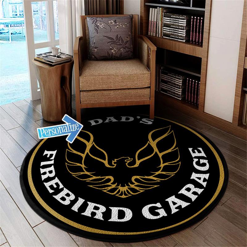 Personalize Dad's Firebird Garage Living Room Round Mat Circle