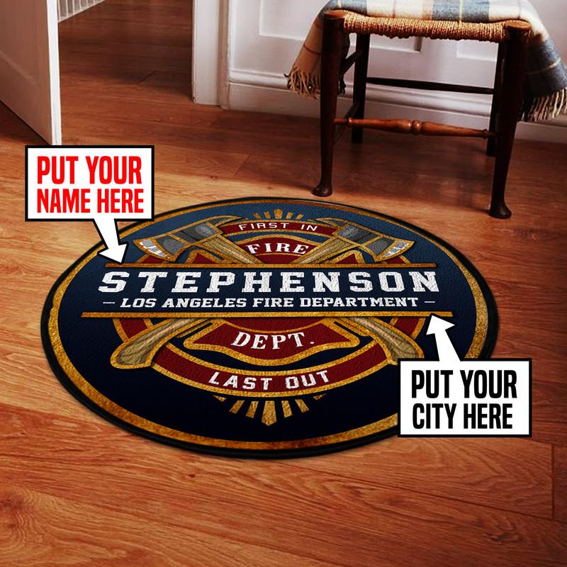 Personalized Firefighter Brotherhood Living Room Round Mat