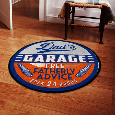 Dads Garage Fatherly Advice Living Room Round Mat Circle Rug