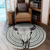 Bull Skull Cow Girl Wild West Living Room Round Mat Circle Rug