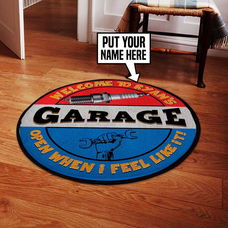 Personalized Welcome to Garage Living Room Round Mat Circle Rug