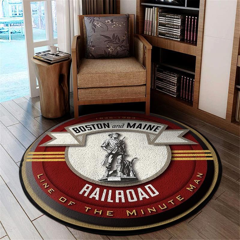 Bnmrr Living Room Round Mat Circle Rug Boston and Maine Railroad