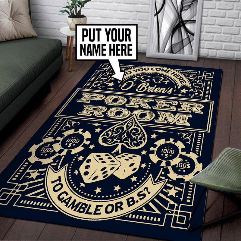 Personalized Poker Game Room Living Room Round Mat Circle Rug