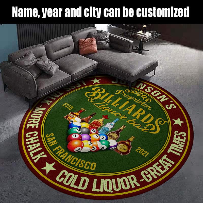 Personalized Billiard Living Room Round Mat Circle Rug 07030