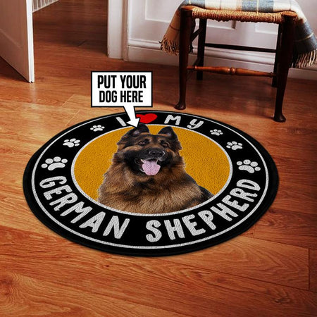 Personalized I Love My German Shepherd Living Room Round Mat