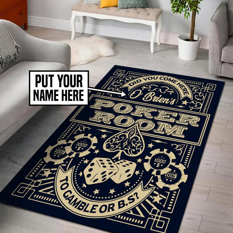 Personalized Poker Game Room Living Room Round Mat Circle Rug