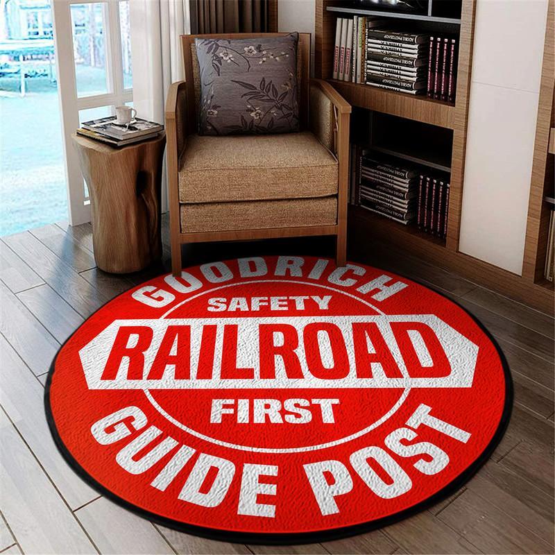 Goodrich Railroad Guide Post Living Room Round Mat Circle Rug