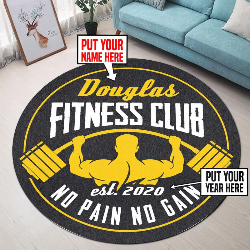 Personalized Gym Room No Pain No Gain Living Room Round Mat