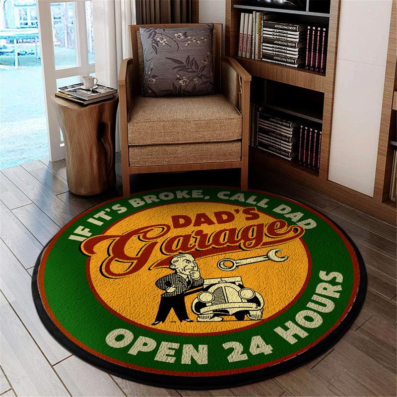Dad's Garage If It's Broken, Call Dad Living Room Round Mat