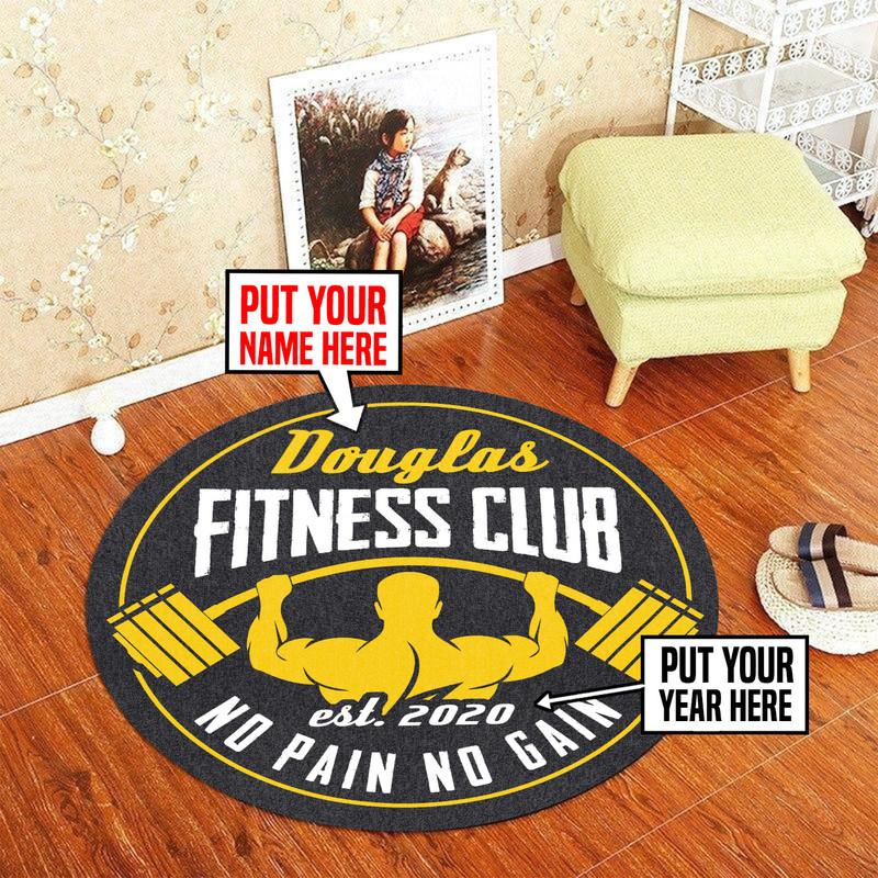 Personalized Gym Room No Pain No Gain Living Room Round Mat