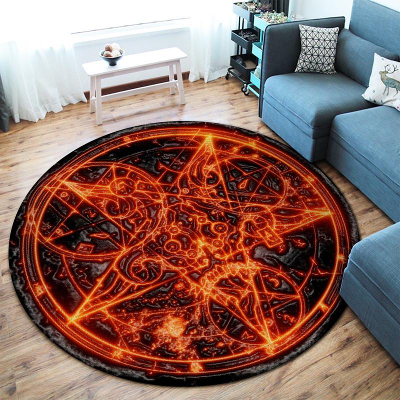 Sigil of Fire Baphomet Living Room Round Mat Circle Rug 07218