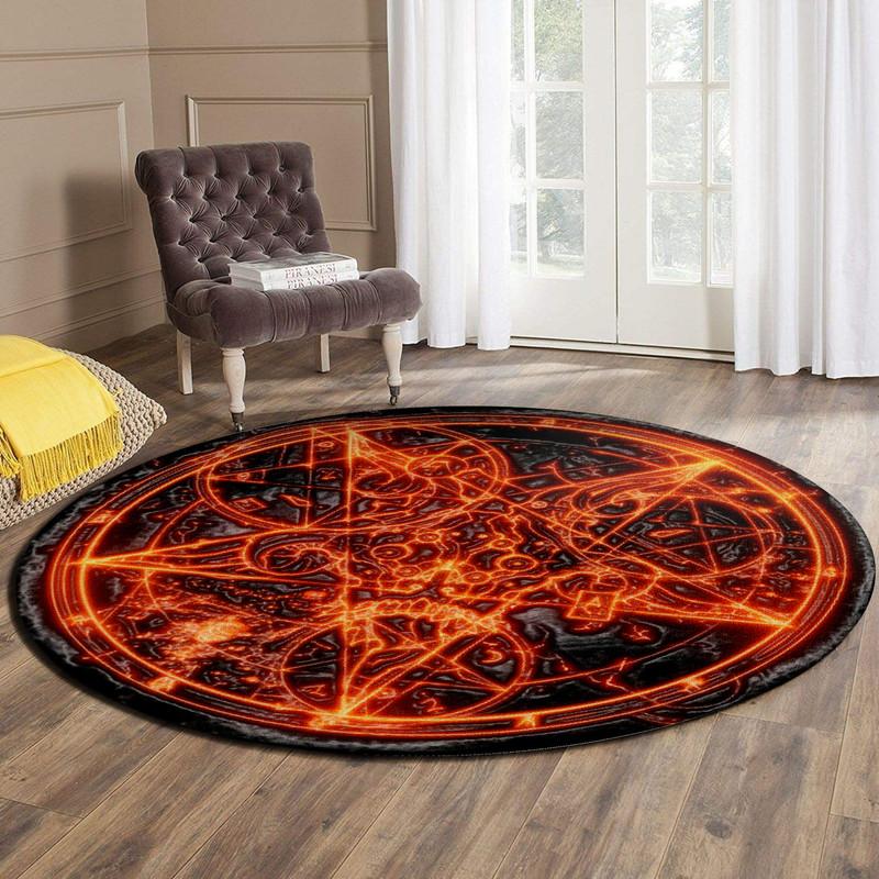 Sigil of Fire Baphomet Living Room Round Mat Circle Rug 07218