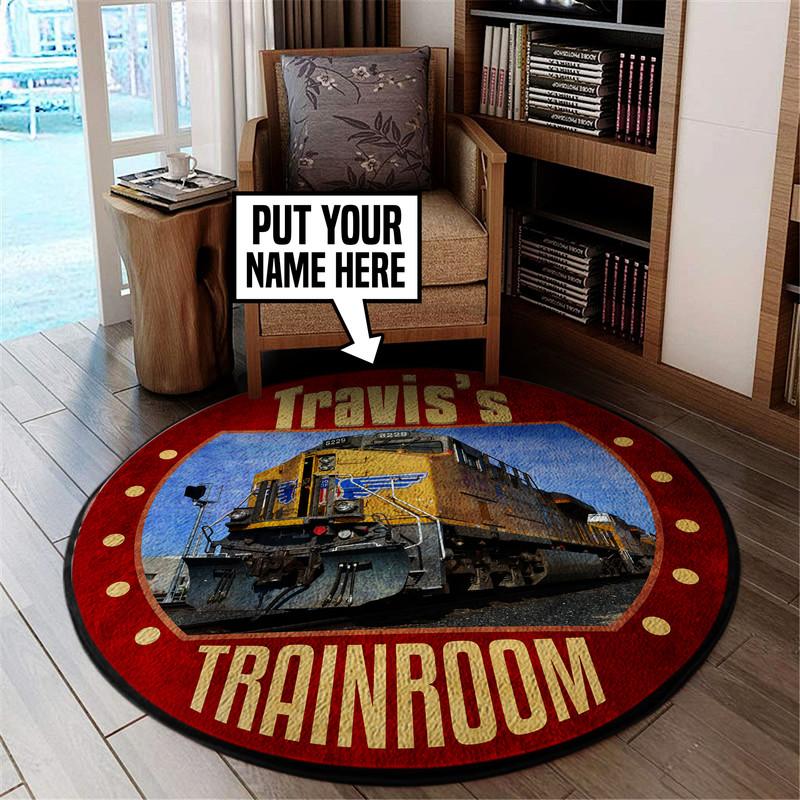 Personalized up Union Pacific Railroad Living Room Round Mat